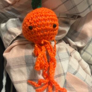Handmade pumpkin Orange Crochet Jellyfish Plush
